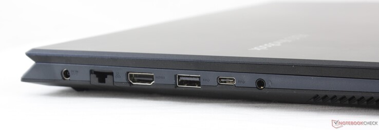Left: AC adapter, RJ-45 (Gigabit), HDMI, USB-A 3.0, USB-C 3.1 Gen. 1