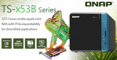 QNAP TS-x53B series NAS available with 2, 4, and 6 bays, all with Intel Celeron J455 processo