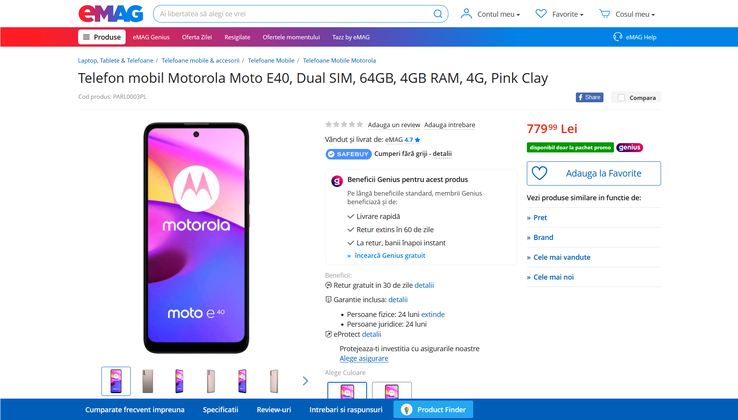The Moto E40's latest leak also suggests it is a dual-SIM device. (Source: eMag)