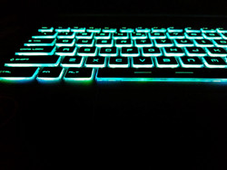 Notice the green bleed. Keyboard was set to aqua (a mixture of green and blue)