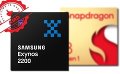 The Samsung/AMD partnership may have paid off for the Exynos 2200 in GPU performance. (Image source: Samsung/Qualcomm/designevo - edited)