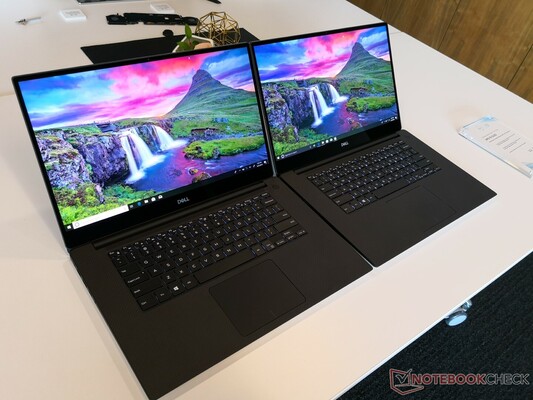 Can you spot the difference? The Dell XPS 15 with IPS (left) and OLED (right).