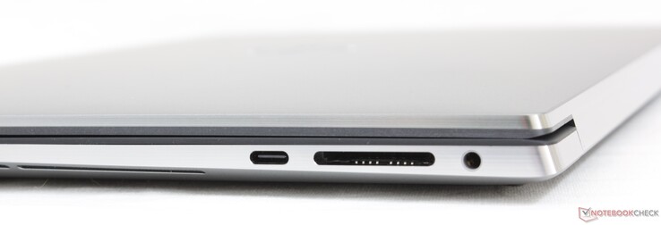 Right: USB 3.2 Gen 2 Type-C w/ Power Delivery and DisplayPort, SD reader, 3.5 mm combo audio