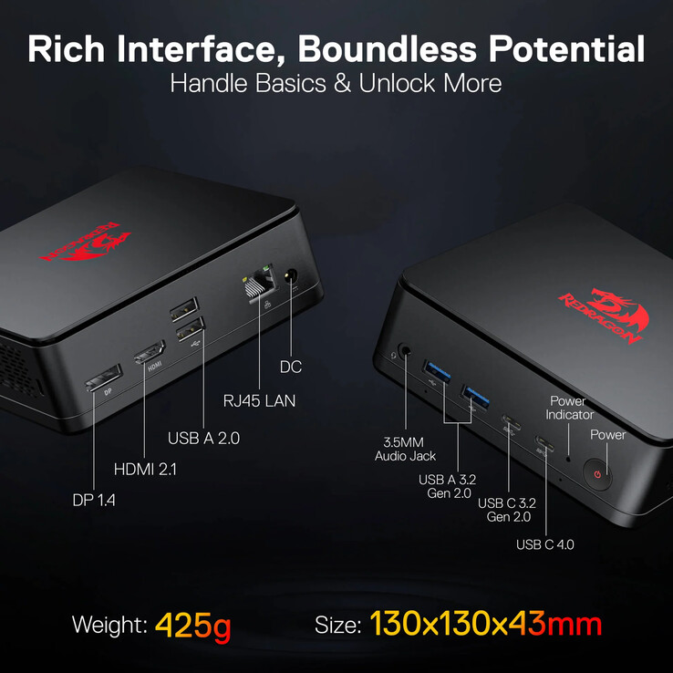 Redragon MPC745 mini PC ports selection. (Image source: Redragon)