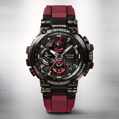 The new &#039;bright red&#039; Casio G-SHOCK MT-G connected watch. (Source: Casio)