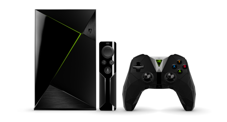 The Shield Pro includes a controller with an added microphone for voice command support. (Source: NVIDIA)