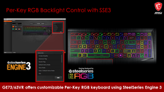 Per-key RGB backlighting can be fully customized and saved for specific games. (Image Source: MSI)