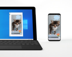 The Your Phone app on the new Insider preview can mirror your Android&#039;s screen. (Source: Microsoft)