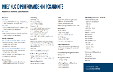 The NUC 10 Performance series' full specs and I/O. (Source: Intel)