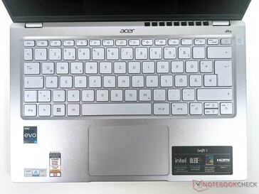 Top-down view on the keyboard and touchpad