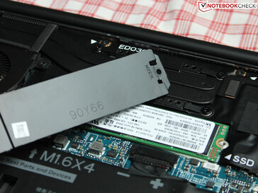 The SSD is covered by a metal plate