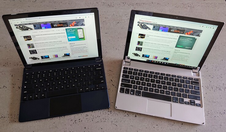 The Google Pixel Slate with Brydge G-Type keyboard (left) and the Microsoft Surface Pro 6 with Brydge 12.3 keyboard (right). (Image credit: Notebookcheck)