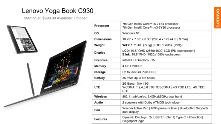 Lenovo Yoga Book C930 (Source: Lenovo)