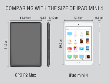Sizing up the iPad mini 4. (Image source: Indiegogo/GPD)