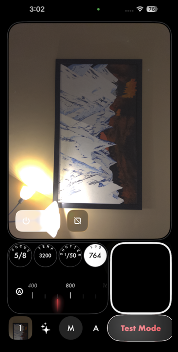 The "Test" button lets users view the final edits in the viewfinder itself, before even taking the picture. It's a pretty neat feature.