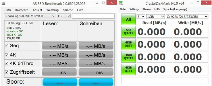 Two popular benchmarks: AS SSD and CrystalDiskMark