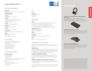 Lenovo ThinkPad X1 Carbon Gen 9 specifications