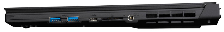 Right side: 2x USB 3.2 Gen 1 (Type A), USB 3.2 Gen 1 (Type C), SD card reader, power supply