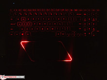 The red arrows are completely aesthetic and are brighter than the keyboard backlight