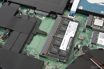 Single SODIMM expansion slot. The soldered RAM modules sit on the motherboard directly underneath
