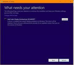 The message displayed if Windows Setup detects the older drivers during the upgrade. (Source@ wccftech.com)