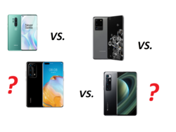 In review: Xiaomi Mi 10 Ultra, Huawei P40 Pro Plus, Samsung Galaxy S20 Ultra, and OnePlus 8 Pro. Test devices provided by Huawei Germany, Samsung Germany, and Trading Shenzhen.