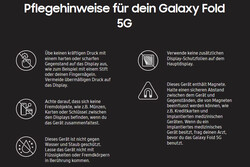 A look at the care instructions that Samsung includes with the Galaxy Fold, albeit in German.