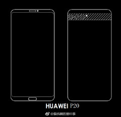 The P20 baseline model will have an 18:9 display and a horizontally aligned tri-camera setup (Source: Weibo)
