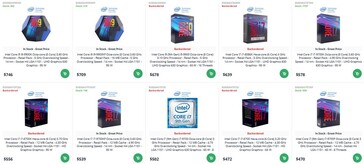 Intel Core CPU prices. (DirectDial via momomo_us)