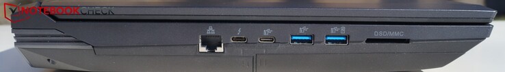 Left-hand side: Gigabit LAN, USB Type-C/Thunderbolt 3, USB Type-C, USB Type-A, USB Type-A (powered), SD card reader