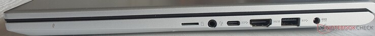 Right: µSD card reader, audio port, USB-C 3.2 (Gen 1), HDMI 1.4, USB-A 3.2 (Gen 1), power connection