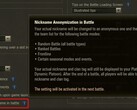 World of Tanks 1.7 Anonymizer feature setting (Source: Own)