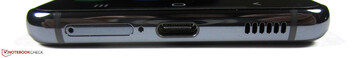 Bottom: Dual-SIM slot, microphone, USB-C, speaker