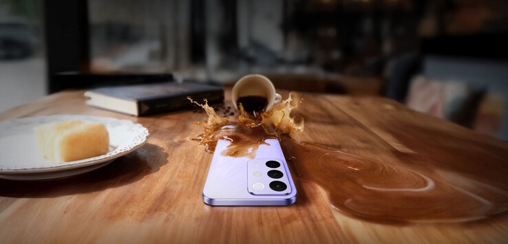 The Realme C85 Pro is also said to be impervious to hot coffee. (Image source: Realme)