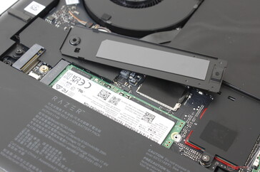 Heat spreader removed to reveal the primary M.2 PCIe4 x4 slot and SSD
