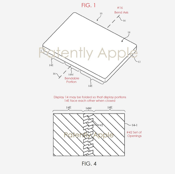 Schematics featured in the foldable phone patent files (Source: Patently Apple)