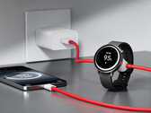 The 2-in-1 SuperVOOC cable can offer up to 67 W of power to a phone and 10 W to a smartwatch. Pictured: the cable connected to devices. (Image source: OnePlus)