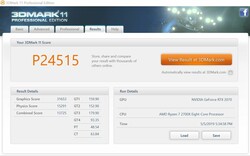 3DMark 11 scores with the GPU and VRAM overclocked by 80 MHz and 800 MHz respectively.