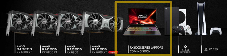 Laptops powered by Radeon RX 6000 mobile GPUs will be coming soon. (Image via Videocardz)