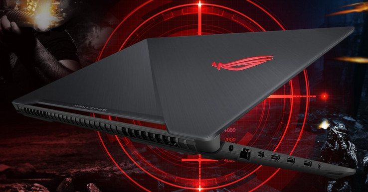 The Strix Scar come with a scar-like design on the outer display casing. (Source: Asus)
