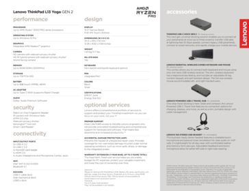 Specifications ThinkPad L13 Yoga G2 AMD