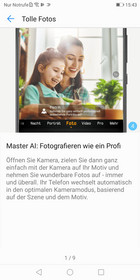 Advice from Huawei about using the Master AI within the default camera app; just some of the information provided within the tips app