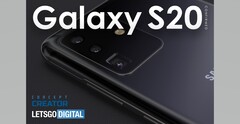 A render of a Galaxy S20 promo based on this new report. (Source: LetsGoDigital)