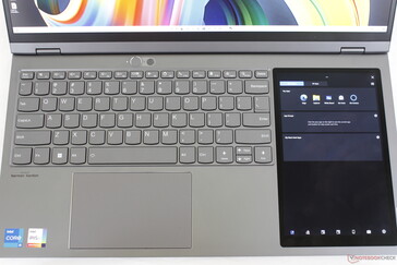Keyboard and clickpad size have not been reduced to make room for the 8-inch secondary touchscreen