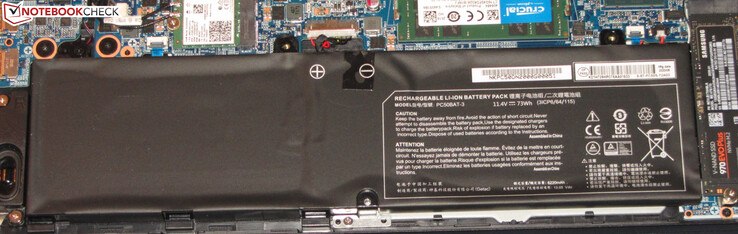 The battery offers a capacity of 73 Wh