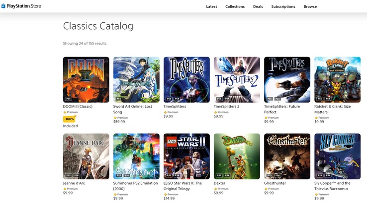 Selection of PS Plus Premium classics on display (Image source: screenshot, PlayStation Store)