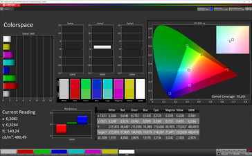 CalMan colour space coverage (Colour space: P3)