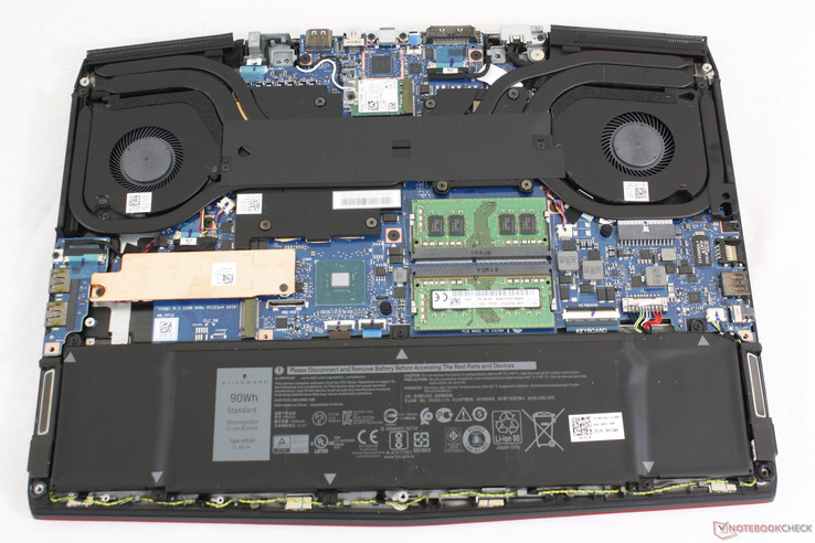 Open motherboard as opposed to the thicker and more protective skeleton of the Alienware 15