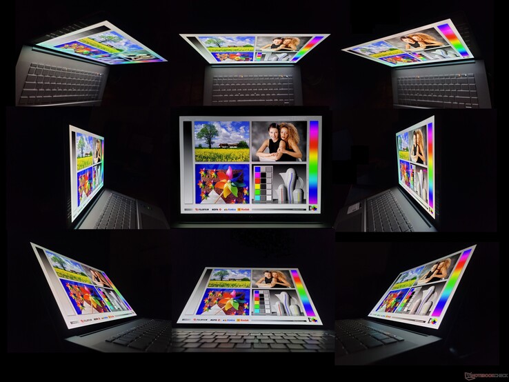 Wide OLED viewing angles. There is a rainbow effect if viewing from extreme angles