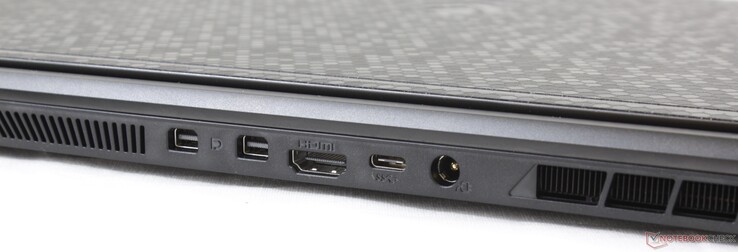 Rear: 2x Mini-DisplayPort, HDMI 2.0, USB Type-C (no DisplayPort support), AC adapter